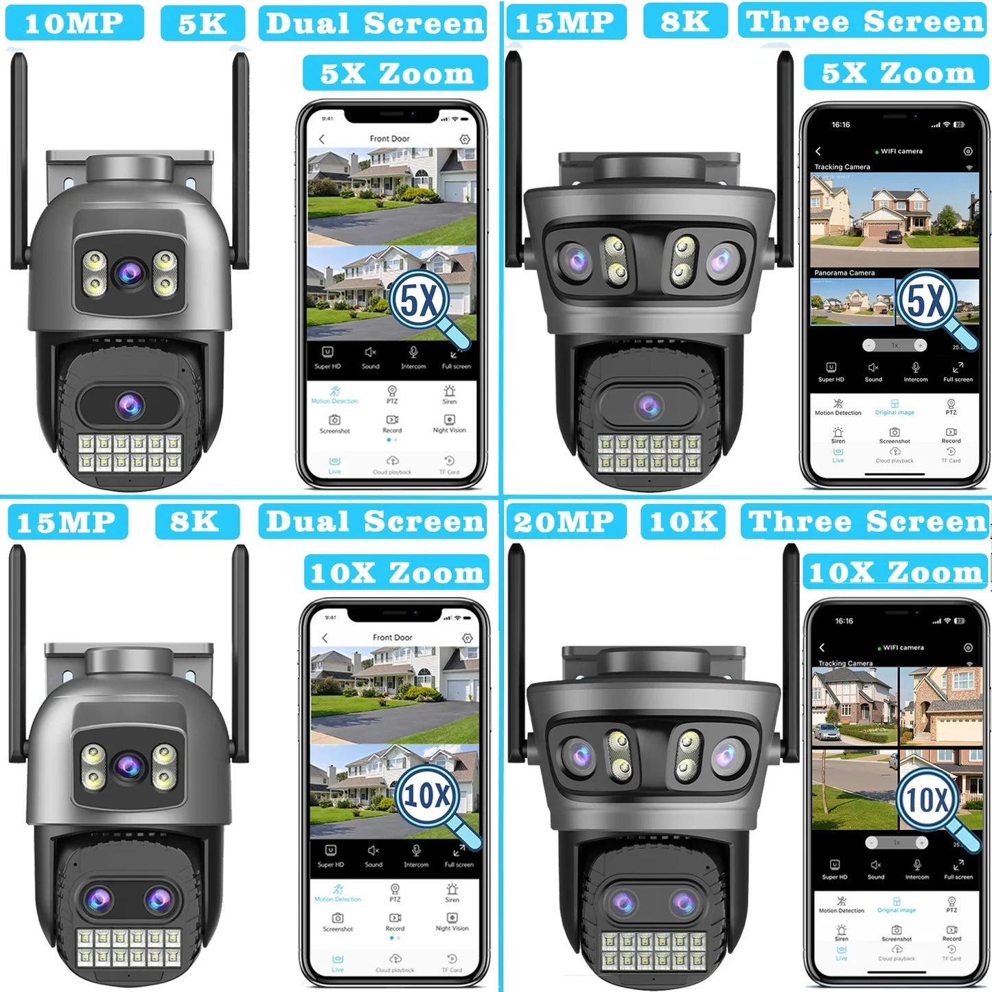 Caméra De Surveillance Extérieure PTZ WiFi 20MP