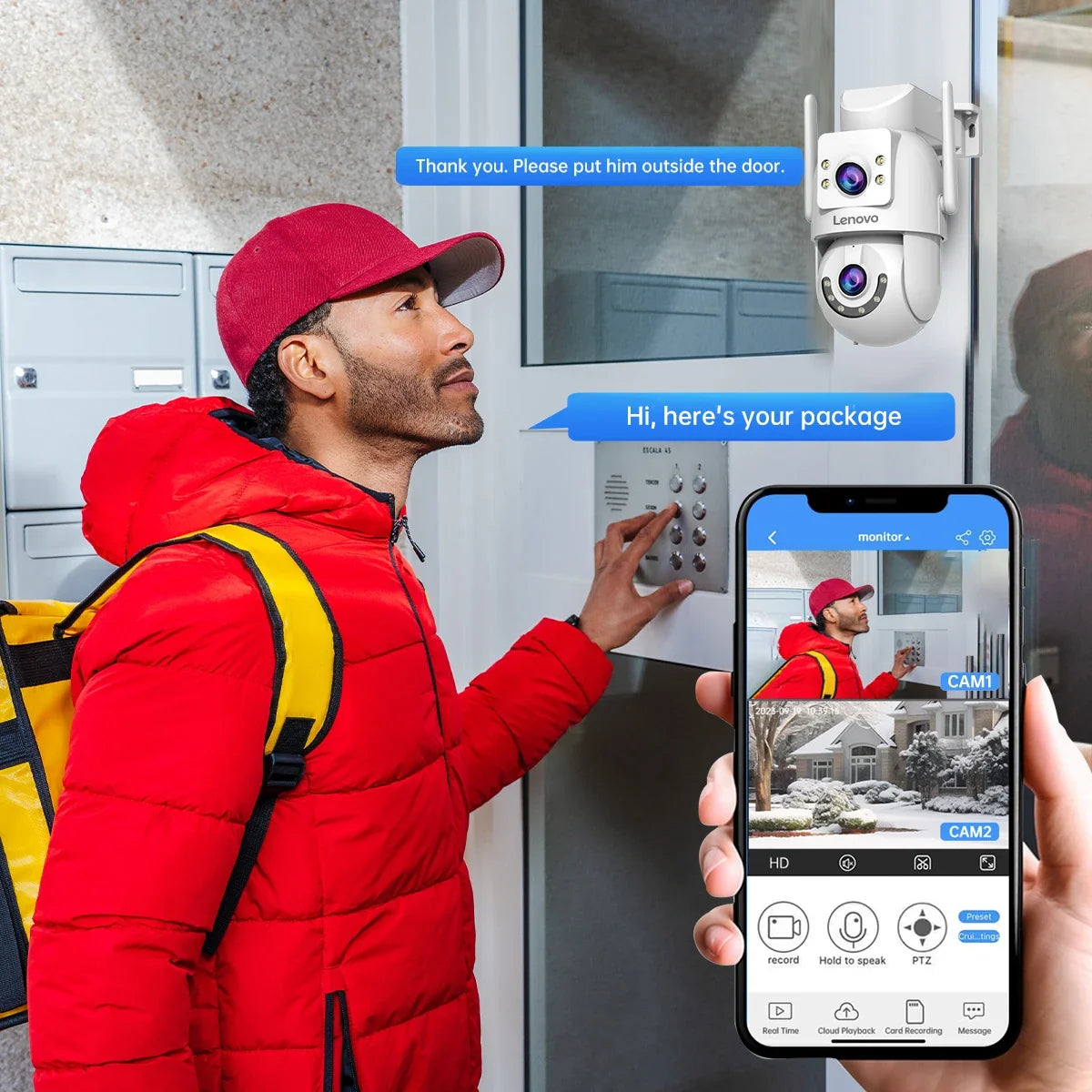Caméra De Surveillance Extérieure WiFi Double Objectif 4K PTZ